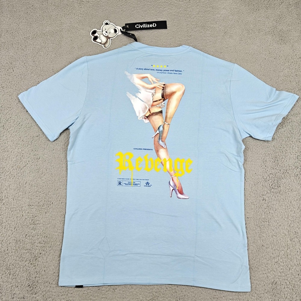 CivilizeD Revenge Shirt Mens XL Light Blue Movie Poster Graphic Tee New
